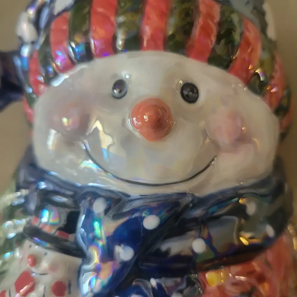 Christmas Jolly Snowman Ceramic Candle Style Eyes by‎ Baum Bros Never used! VTG